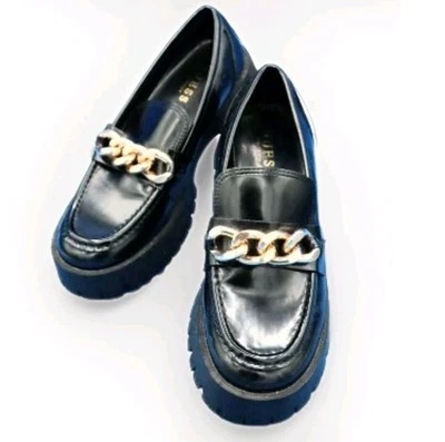 Mocasines Guess Hillford con suela gruesa plataforma para mujer talla 7,5 cadena dorada Y2K Foto 1 de 4