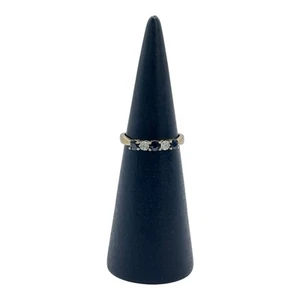 9ct 9k Yellow Gold Natural Blue Sapphire And Diamond Ladies Ring Size O. New - Picture 1 of 8