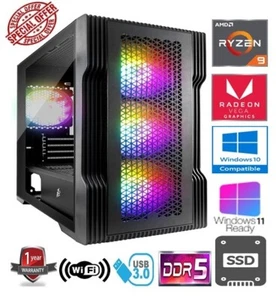 RYZEN GAMING PC - AMD RYZEN 9 7900X 16GB RAM 1TB SSD AMD RADEON 2GB GRAPHICS - Picture 1 of 9