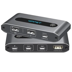 Commutateur KVM USB C 1 moniteur 2 ordinateurs 4K60Hz - Photo 1/7