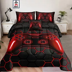 5 Pieces Bed in a Bag for Boys Bedding Sets Twin Size,Gamer Comforter Sets fo... - Picture 1 of 5