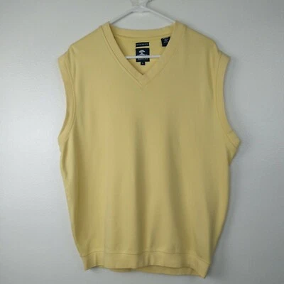 Pebble Beach Sweater Vest Men's Large Yellow Sleeveless Golf Pullover Flaw - Image 1 of 4