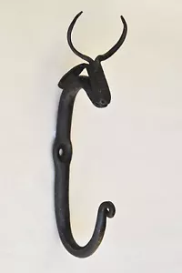 More details for a handmade wrought iron cow coat hook hand beaten wall hook co1
