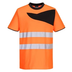 Portwest Hi-Vis Viz Cotton T-Shirt Moisture Wicking Reflective Work Tee S to 4XL - Picture 1 of 6