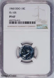 1960 DDO FS-105 Roosevelt Dime ~ NGC PF67 ~ Proof Doubled Die Obverse - Picture 1 of 2