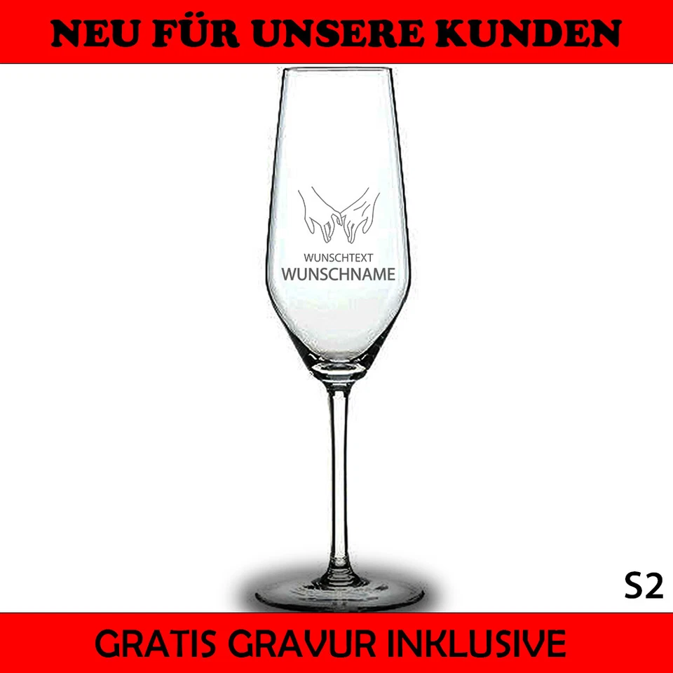 Sektglas mit Gravur Personalisiert Geschenk Verlobung Hochzeit Geburtstag Name - Bild 1 von 1
