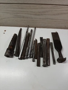 Vintage Lot Of Heavy Duty Chisels & Punches - Picture 1 of 12