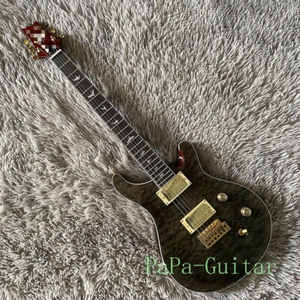 Guitarra Eléctrica Gris PRS Acolchada Tapa de Arce Cuerpo de Caoba Herrajes Dorados Pastilla HH - Imagen 1 de 5