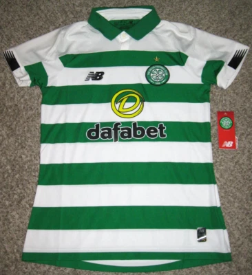 Celtic FC Women's Medium Green/White Striped New Balance Replica Soccer Jersey - Image 1 of 4