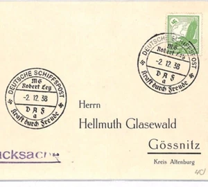 GERMANY Postcard Super *DEUTSCHE SCHIFFSPOST* 1938 CDS Ship Mail MARITIME PH361 - Picture 1 of 12