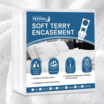 Waterproof Soft Terry Mattress Encasement Zippered Mattress Protector All Sizes - Image 1 of 4