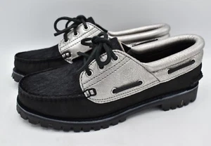 Timberland Womens Size 8.5 Heritage Noreen Black Nubuck Silver Boat Shoes - Picture 1 of 14