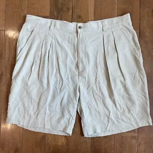 Mens Tommy Bahama Pleated Shorts Beige 100% Silk sz 40/ 8.5” inseam - Picture 1 of 8
