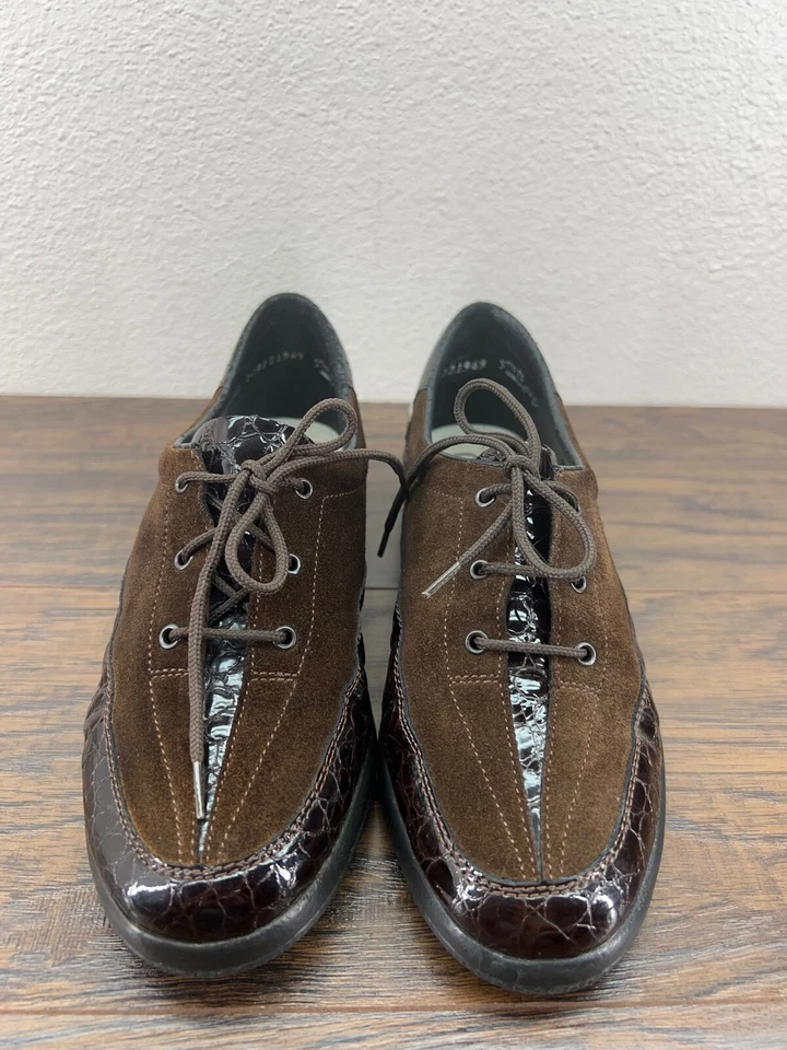 Oxford Rieker Antiestrés Croc Cuero Repujado Con Cordones EE. UU. 5M Foto 1 de 4