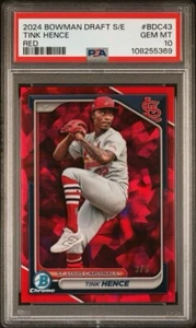 2024 Bowman Chrome Sapphire Tink Hence Red Refractor /5 PSA 10 Pop 1 Cardinals - Picture 1 of 4