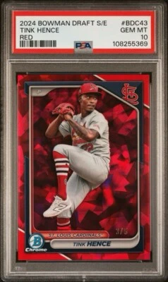 2024 Bowman Chrome Sapphire Tink Hence Red Refractor /5 PSA 10 Pop 1 Cardinals - Image 1 of 4
