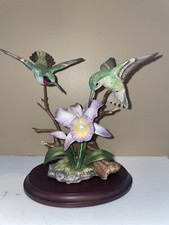 Maruri 1989 Ruby-throated Hummingbird With Orchid Porcelain Bronze Studio H-8914