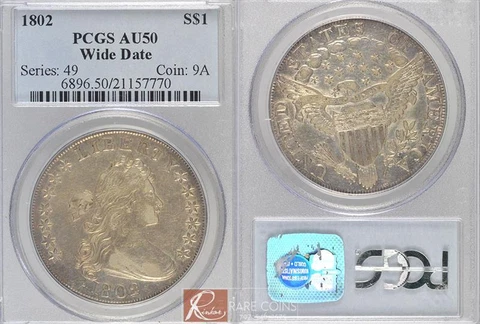 1802 $1 Wide Date PCGS AU-50 Cover
