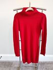 Boohoo Size 4 Women's High Neck Pullover Red Long Sleeve Knitted Sweater Dress