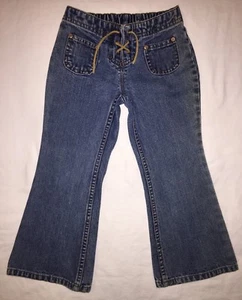Old Navy Girls Jeans Size 4 VINTAGE Denim Lace- up Tie-up EUC! - Picture 1 of 7