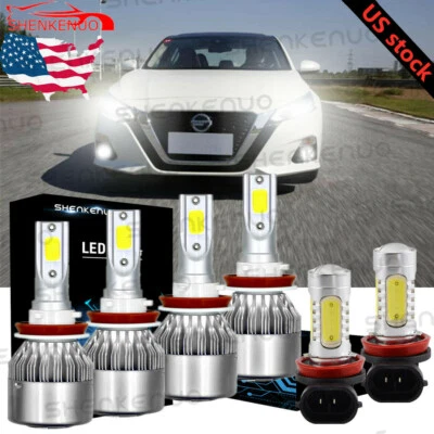 6Pcs Xenon White LED Low Beam + DRL + Fog Light Bulb For 2016 2017 Nissan Altima - Image 1 of 4