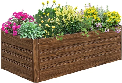 Cama jardin elevada metalica grande 8x4x2 pies exterior para plantar verduras - Image 1 of 4