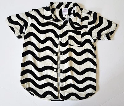 Hanna Andersson 120 6-7 Zig Zag Stripe Gauzy Cotton Button Up Shirt Top BA1-24 - Image 1 of 3