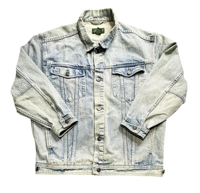 Chaqueta DE COLECCIÓN Hunt Club Para Hombres Grande Denim Camionero Lavado Ligero Botón Delantero Años 90 Foto 1 de 4