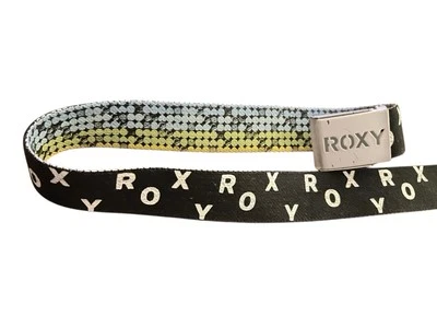 Roxy Belt - Blue Yellow Green Black w/ Logo White Clasp Approx. 31” - Image 1 of 4