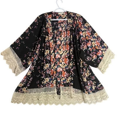 Top abierto con flecos fluidos UMGEE S M encaje campesino boho de gran tamaño Foto 1 de 4