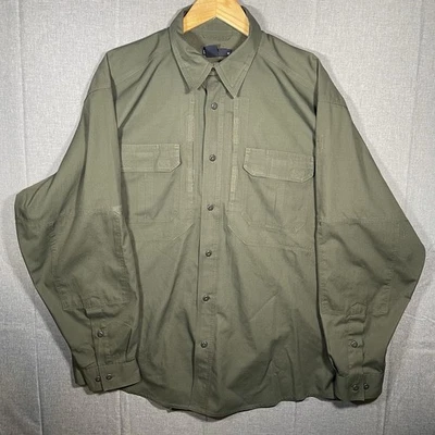 5.11 Tactical Shirt Mens L Olive Long Sleeve Vented Button Down Work Fishing - Image 1 of 4
