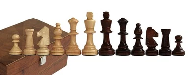 Handcrafted Wooden Chess Pieces Set with Walnut Box, King 9cm, Italfama Italy - Image 1 of 4