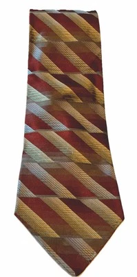 Corbata Paul Dione Borgoña Marrón Rayas Toda Seda Extra Larga Elegante Trabajo De Colección Foto 1 de 4