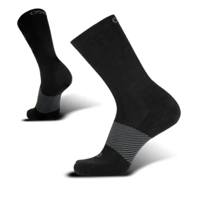 OS1st WC Wicked Comfort Black Crew Socks | Cushioned Mid-Calf Moisture-Wicking P