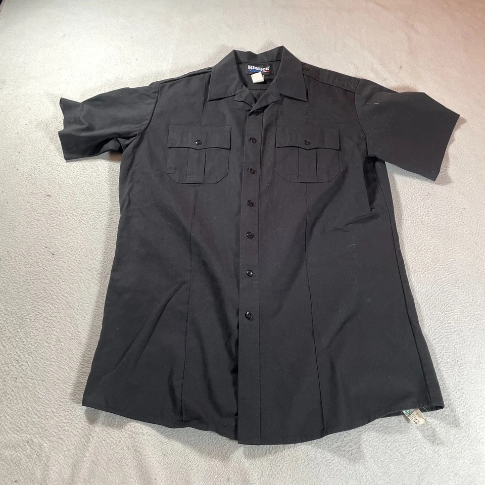 Camisa azul para hombre grande negra uniforme de aplicación de la ley bolsillos utilidad táctica Foto 1 de 4