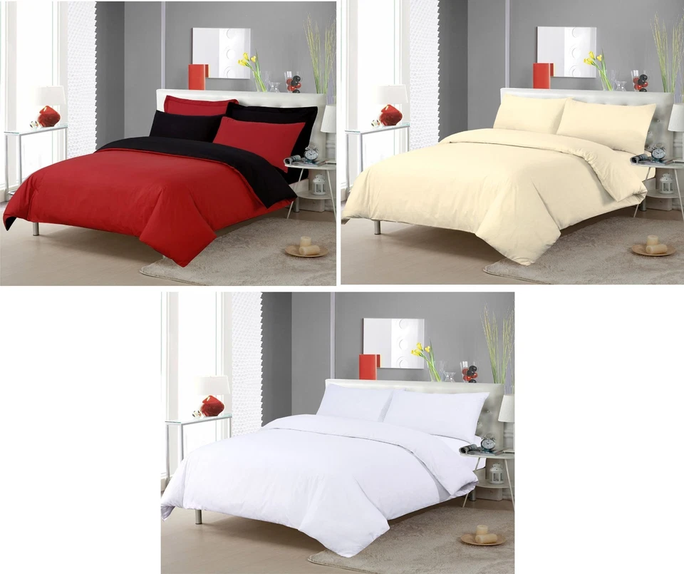 Funda nórdica lisa teñida sin planchar ropa de cama fácil cuidado polialgodón  Foto 1 de 1