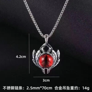 Red Demon Eye Pendants Necklace 27" Chain Jewelry Hip-Hop Street Style Devil Eye - Bild 1 von 1
