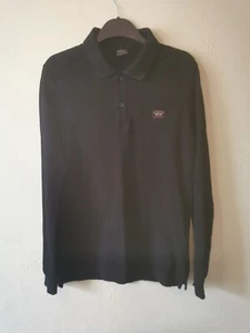 Paul & Shark Long Sleeved Polo Shirt Black Size Small S Cotton - Picture 1 of 5