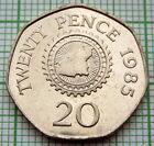 GUERNSEY 1985 20 PENCE, ISLAND MAP, UNC LUSTRE