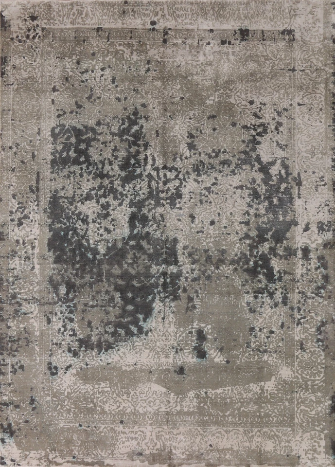 Abstract Transitional Distressed Gabbeh Area Rug 8x9 Hand-knotte Oriental Carpet - Image 1 of 4
