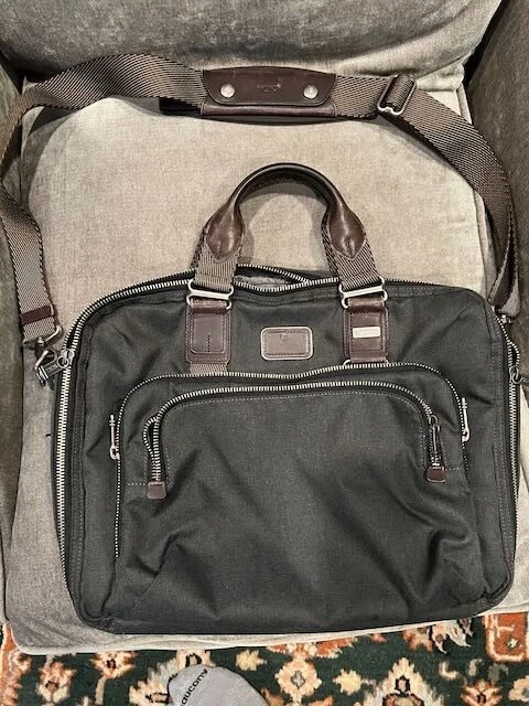 TUMI Alpha Bravo 'Yuma' Gray / Brown Nylon Slim Briefcase - 22631DGHE - Image 1 of 4