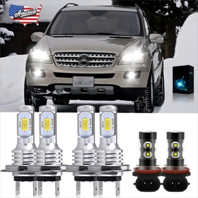 For Mercedes-Benz ML350 2006 - 2011 LED Headlights High/Low + Fog Light Bulbs 6X - Image 1 of 4