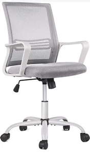 Bürostuhl - Ergonomischer Mid Back Mesh Dreh Roll Schreibtisch Höhenverstellbar, GRAU - Bild 1 von 5