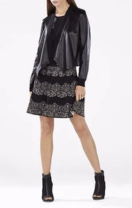NUOVO BCBG MAX AZRIA NERO MADILYN PELLE CARDI WRAP NIS4H888/S393A TAGLIA M - Foto 1 di 3