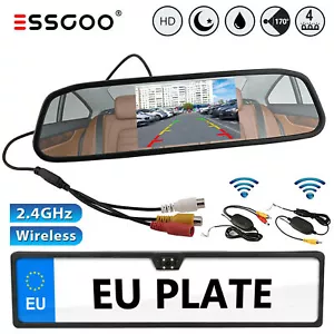 Monitor espejo retrovisor ESSGOO 4,3"" con radio inalámbrica placa de matrícula cámara de visión trasera - Imagen 1 de 12