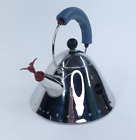 Michael Graves ALESSI Stainless Steel Kettle Bird Blue Handle ITALY Vintage