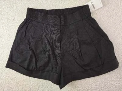 Pantalones cortos de lino negros para mujer FOREVER 21 talla pequeña Foto 1 de 4