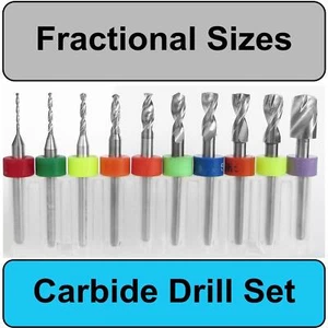 Fractional Carbide Drill Set 1/32, 3/64, 1/16, 3/32, 1/8, 9/64, 5/32, 11/64 B1 - Picture 1 of 4