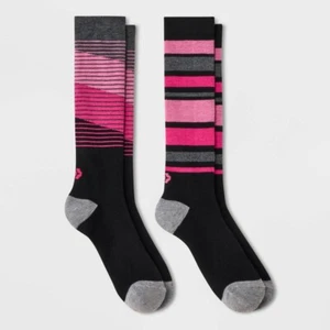 Kids' 2pk Outdoor Over The Calf Socks - All in Motion Pink L - Picture 1 of 1