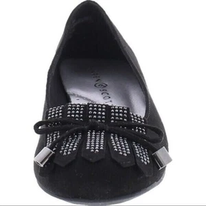 KAREN SCOTT ANABELA RHINESTONE SUEDE SLIP ON BALLET FLATS/Black various sizes - Picture 1 of 13